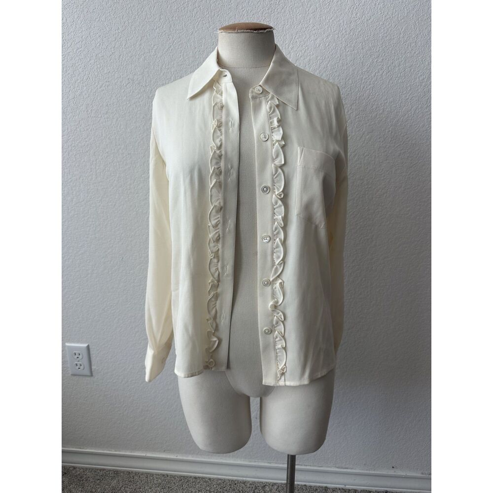 Vintage DKNY Cream White Silk Blouse